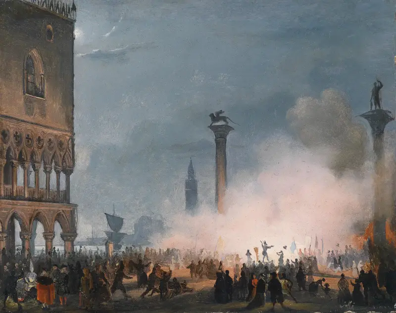 Venedi Piazzetta bei Nacht av Ippolito Caffi