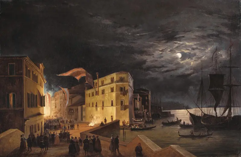 Venice, a Nocturnal Festival on Via Eugenia av Ippolito Caffi
