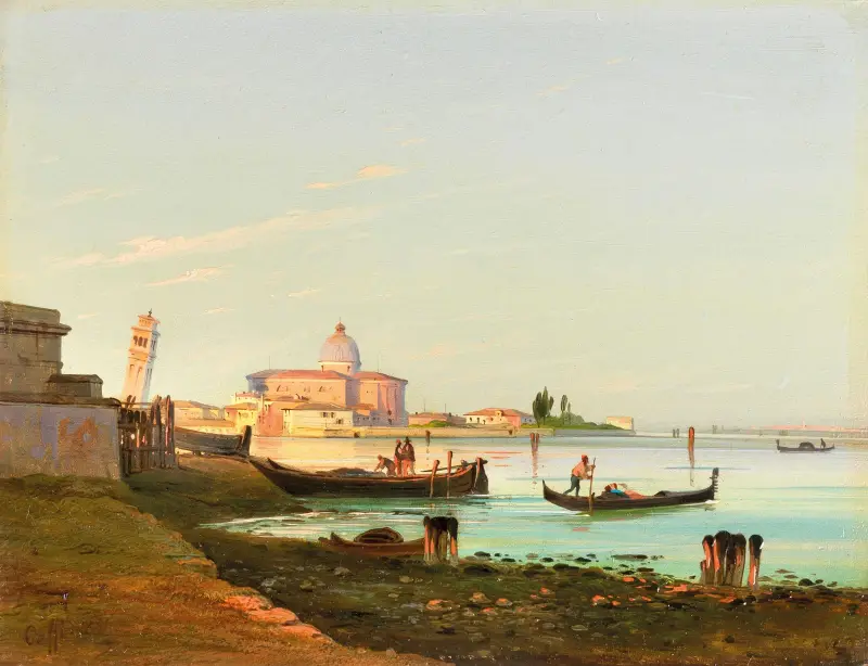 Venice, a View of San Pietro di Castello av Ippolito Caffi