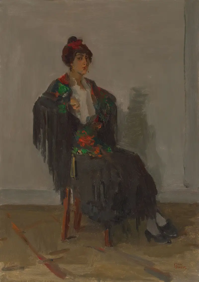 Seated lady in a Spanish dress av Isaac Israëls