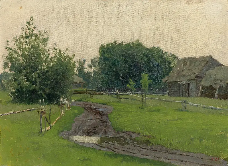 Village road av Isaac Levitan