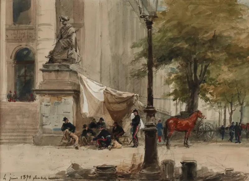 Artilleriläger på Börstorget, 4 juni 1871 av Isidore Pils