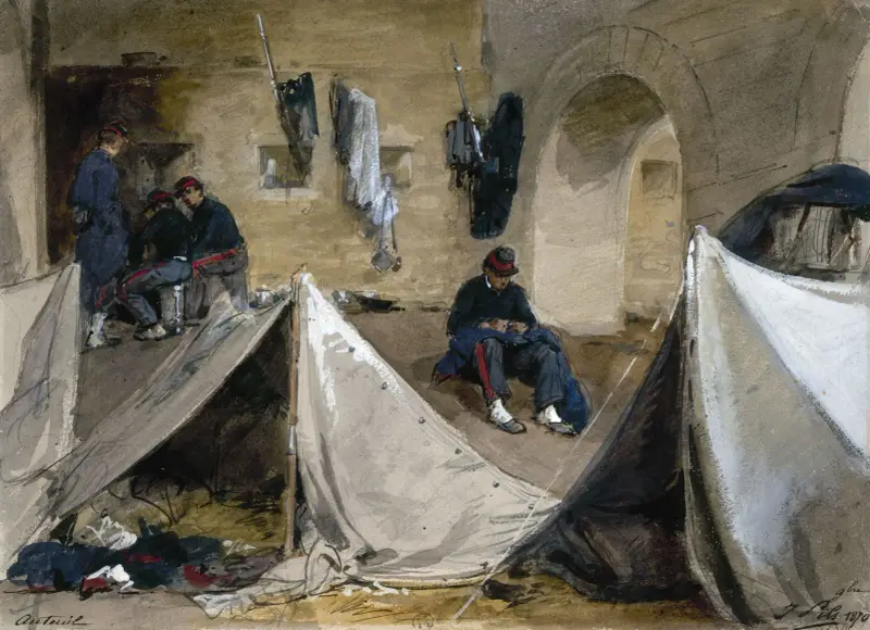Bretagniska mobilgardisters läger under Auteuilviadukten 1870 av Isidore Pils