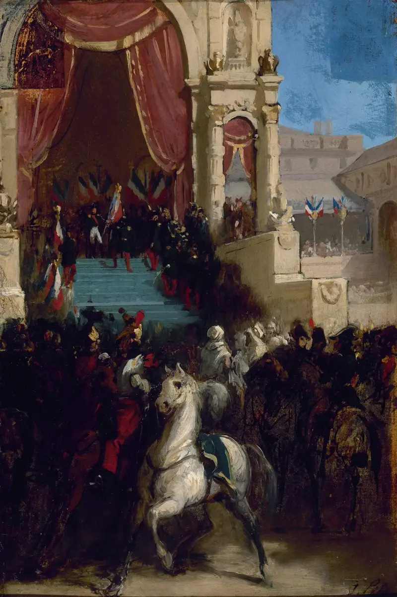 Distribution des aigles et la bénédiction des drapeaux, le 10 mai 1852, au Champ-de-Mars av Isidore Pils