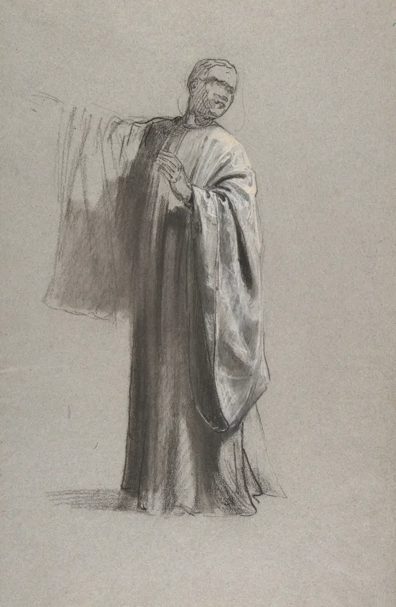 Drapery Study for a Cleric (lower register) av Isidore Pils