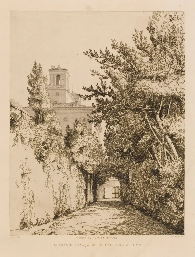 Entrée de la Villa Medicis, Académie Française de peinture à Rome av Isidore Pils
