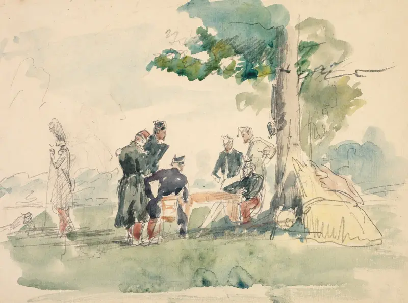 Militaires sous un arbre (Soldiers under a Tree) av Isidore Pils