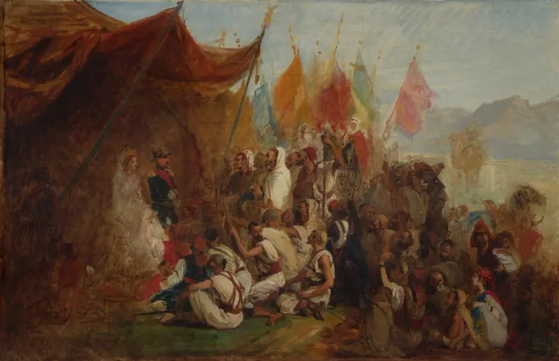 Sketch for ‘Reception of Emperor Napoleon III and Empress Eugénie by the Kabyle Leaders at Algiers on September 18, 1860’ av Isidore Pils