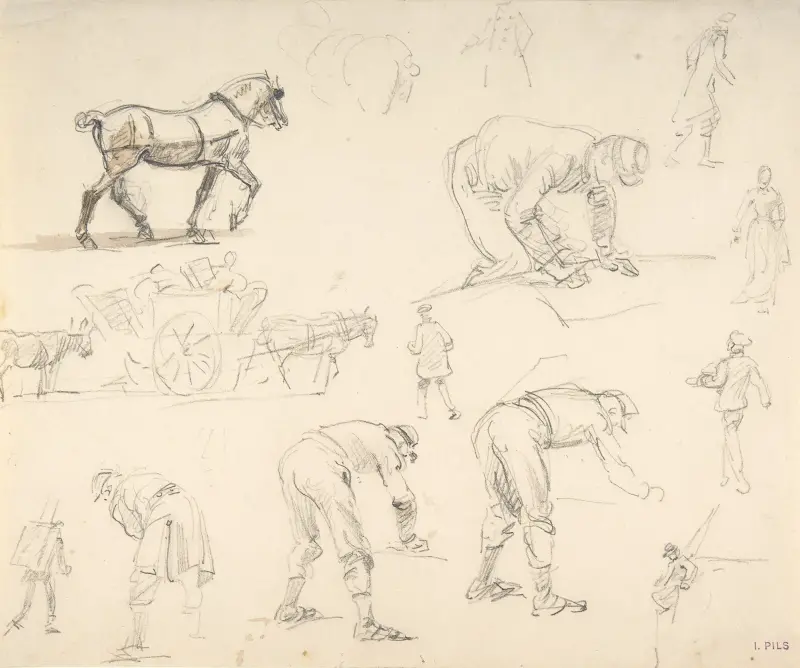 Studies of Soldiers and Cart Horses av Isidore Pils