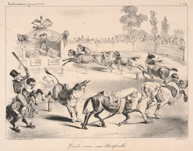 Grande course aux portefeuilles (Great race to portfolios) av J. J. Grandville