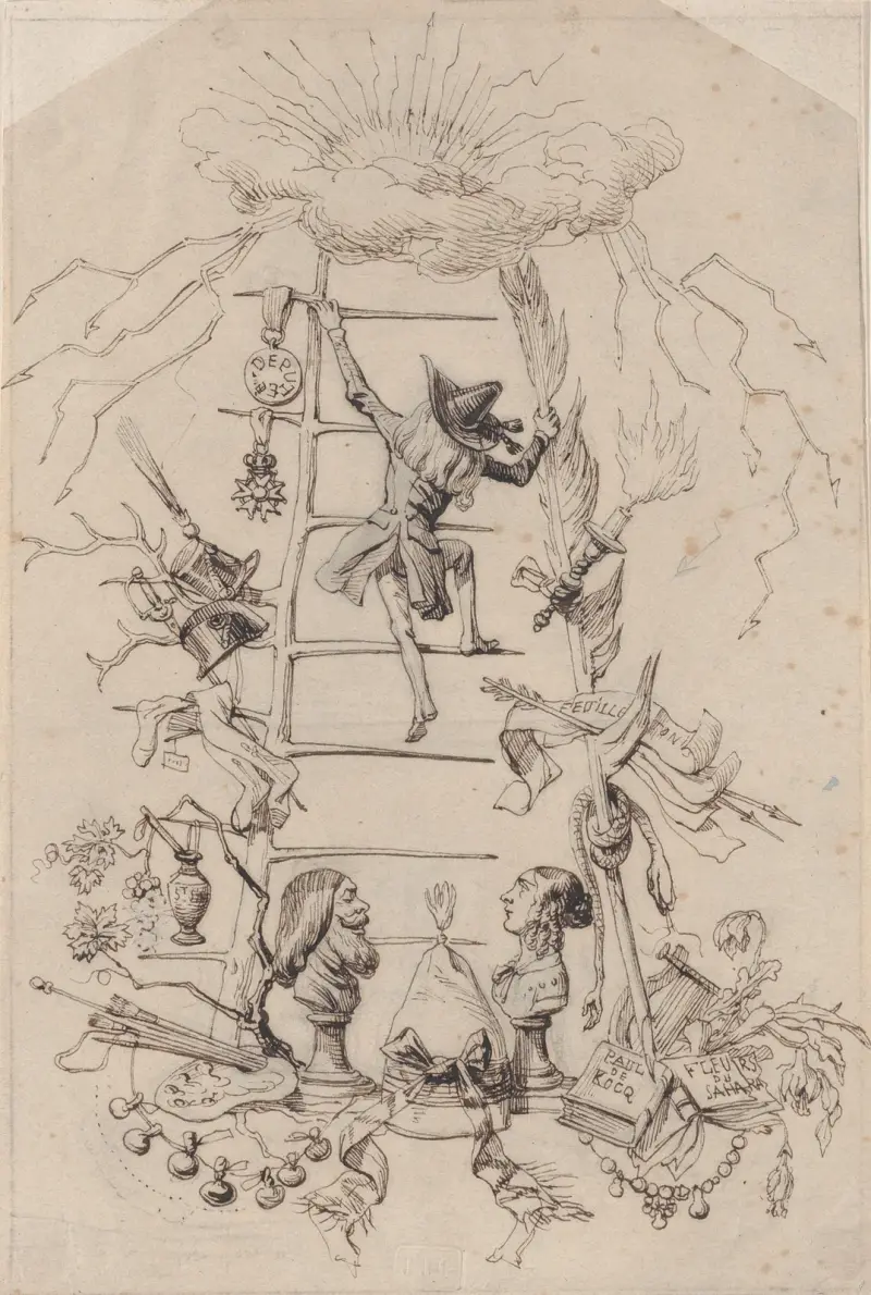 Illustration in Jérôme Paturot von Louis Reybaud, Paris 1846 von J. J. Grandville
