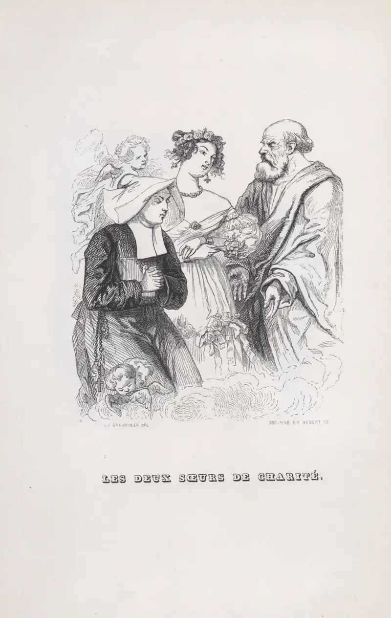 De två barmhärtighetssystrarna av J. J. Grandville