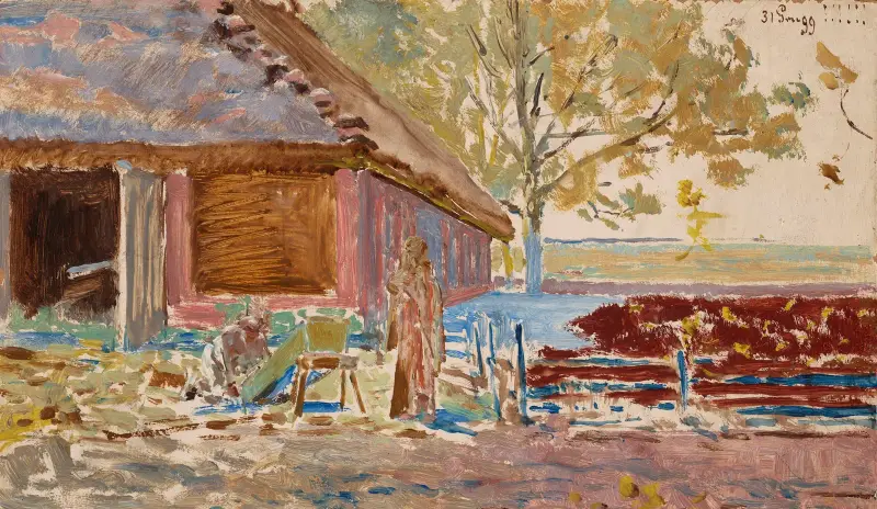 Århundradets slut – 31 december 1899, landskap med kista av Jacek Malczewski