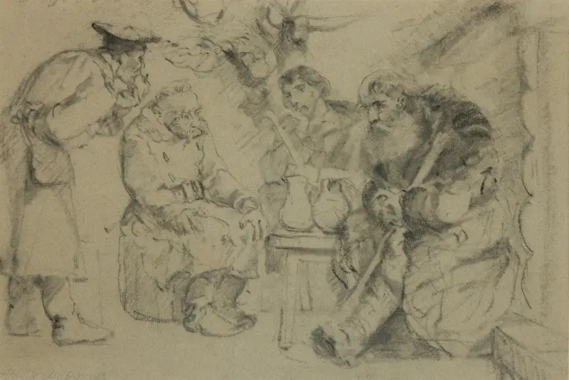 Landsförvisade under en måltid av Jacek Malczewski