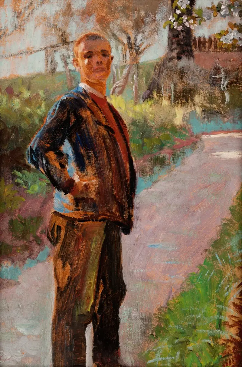 Landskap med konstnärens son på en stig av Jacek Malczewski