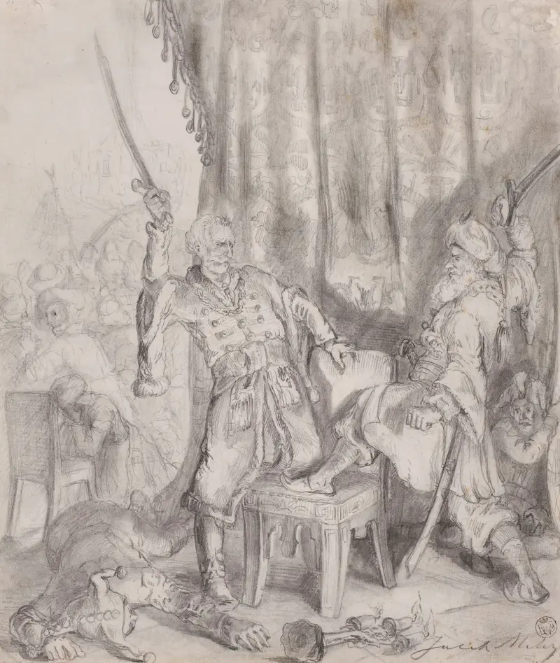 Herr Brzezan i strid med en tatar – illustration till "Jan Bielecki" av Juliusz Słowacki av Jacek Malczewski