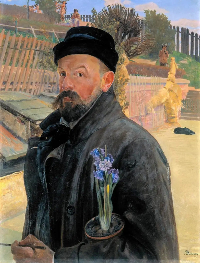 Självporträtt med hyacint av Jacek Malczewski
