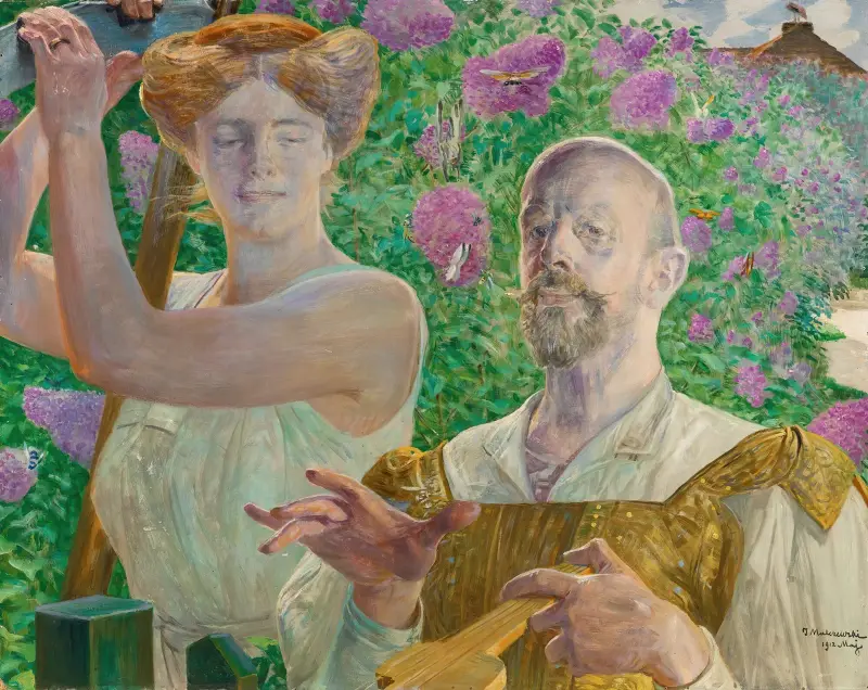 Autoportret z muzą i budleją, Jacek Malczewski