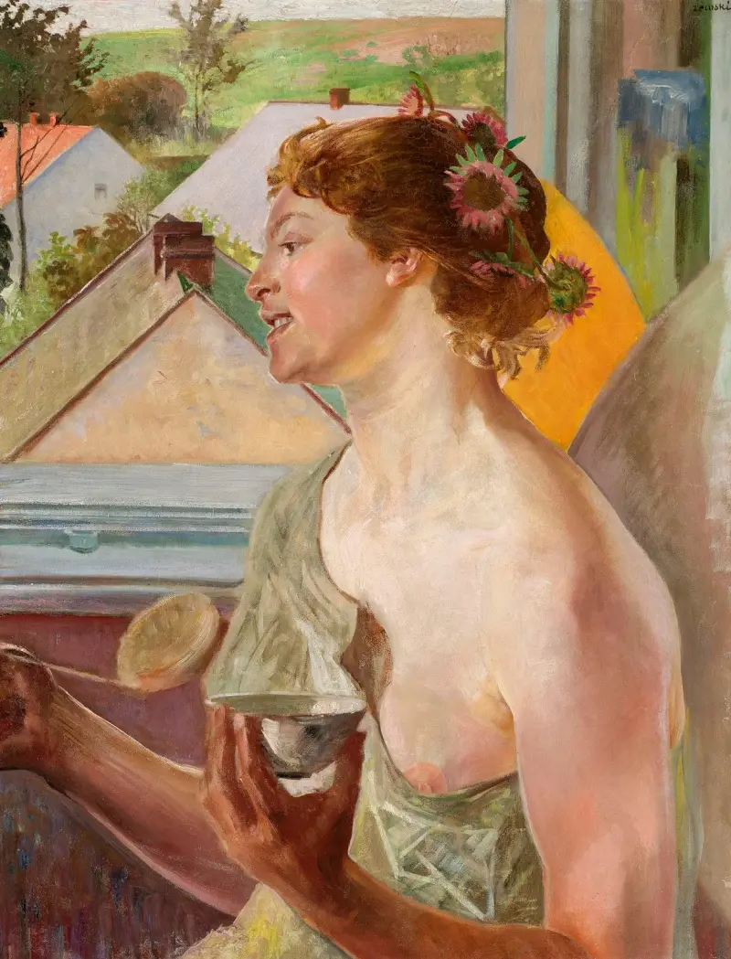Soap bubbles (Woman with a cup) von Jacek Malczewski