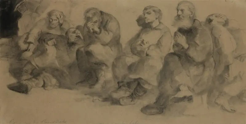 Studie till målningen 'Söndag i gruvan' av Jacek Malczewski