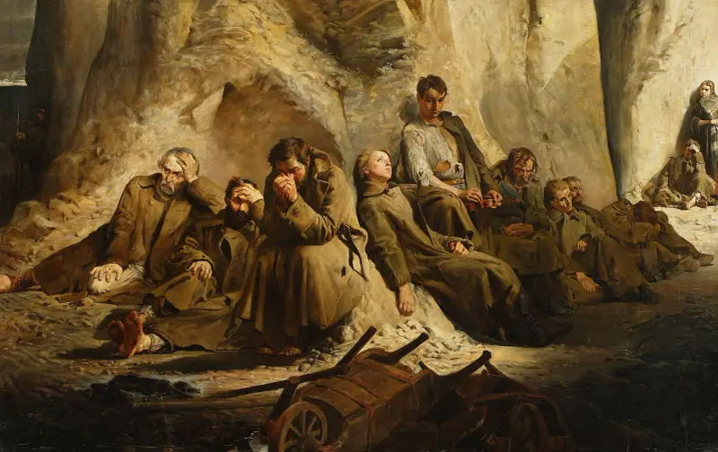 Söndag vid gruvan (Vila vid gruvan) av Jacek Malczewski