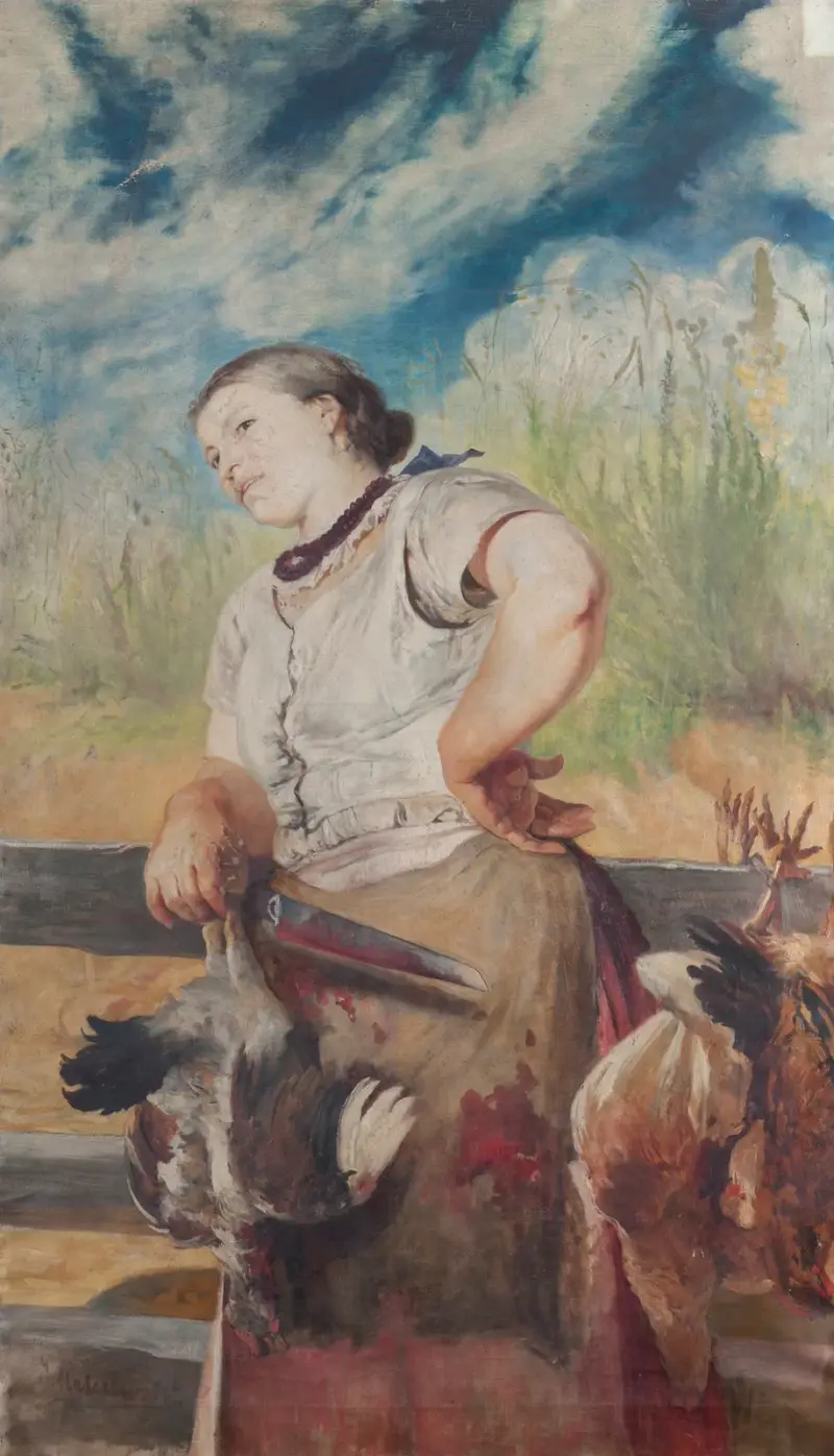 Kvinna slaktar hönor av Jacek Malczewski