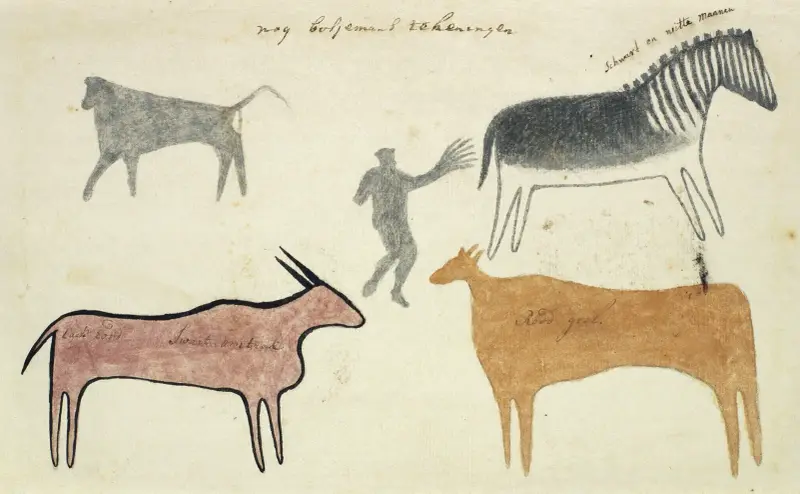 Kopie malowideł naskalnych San przedstawiających stworzenia, Robert Jacob Gordon