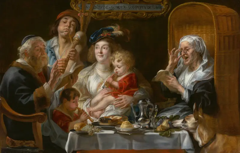 As the Old Sang, so Pipe the Young av Jacob Jordaens
