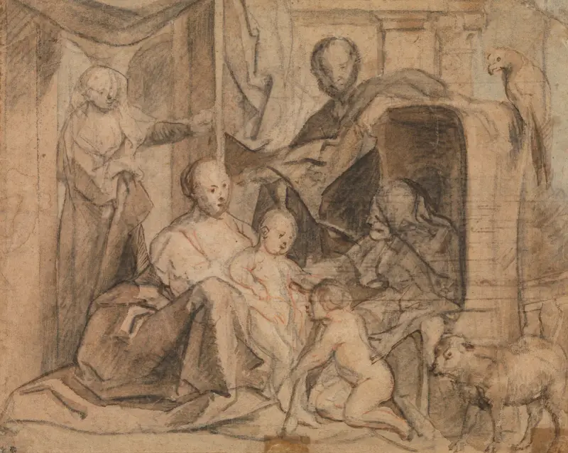 Den heliga familjen med Elisabet och Johannespojken av Jacob Jordaens