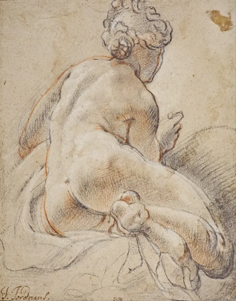Kvinnlig nakenstudie, sedd bakifrån av Jacob Jordaens