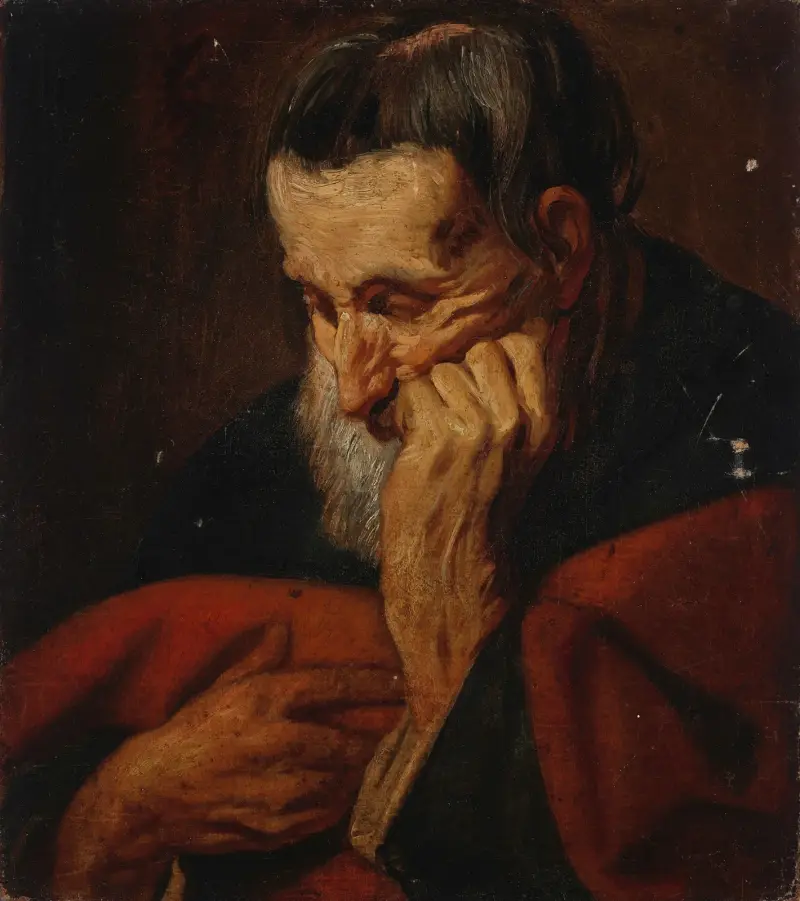 Huvud av en skäggig man, möjligen en apostel av Jacob Jordaens