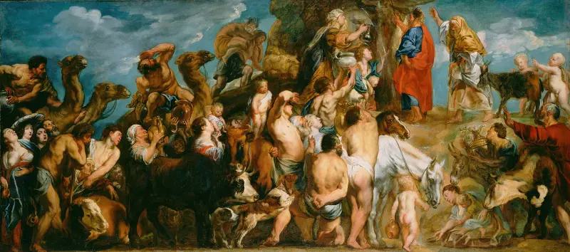 Mose slår vatten ur klippan av Jacob Jordaens