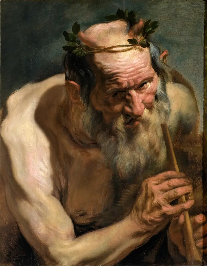 Gammal satyr med flöjt av Jacob Jordaens