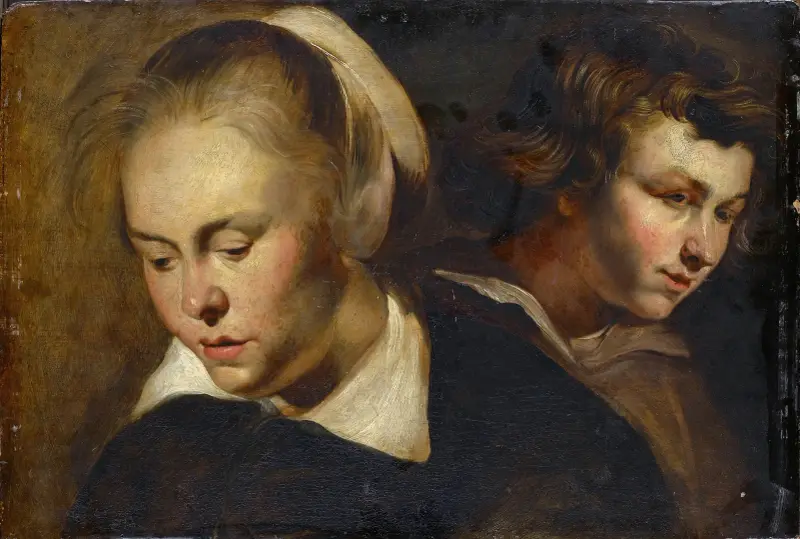 Studie av huvuden av Jacob Jordaens