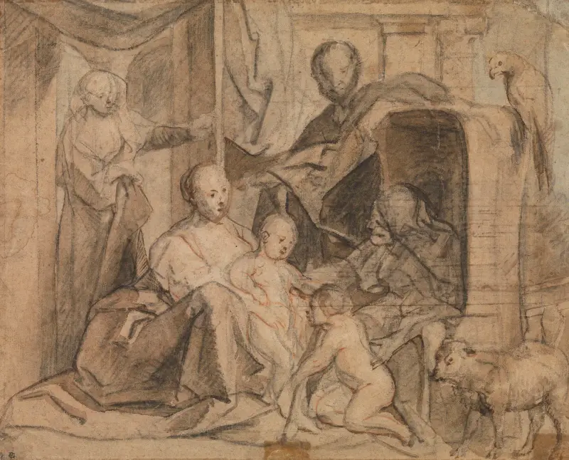 Den heliga familjen med den heliga Elisabet och lille Johannes av Jacob Jordaens