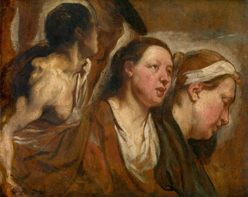 Two Female Heads and Torso of a Warrior av Jacob Jordaens