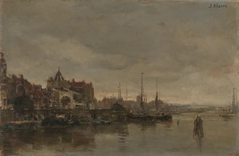 De Schreierstoren met de brug over de Gelderse Kade te Amsterdam av Jacob Maris