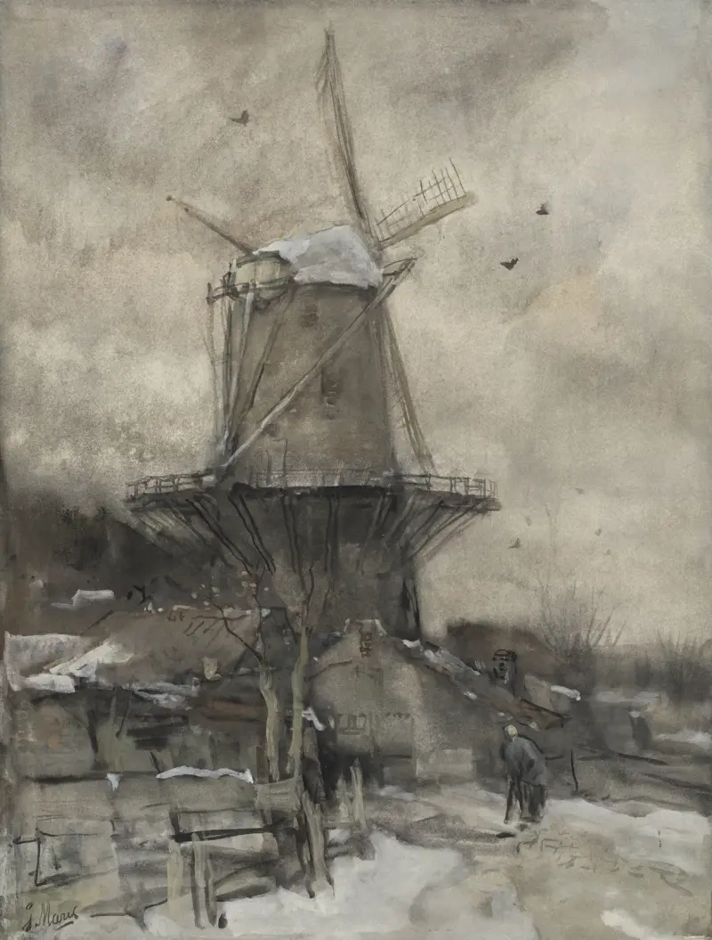 Een molen in de winter av Jacob Maris