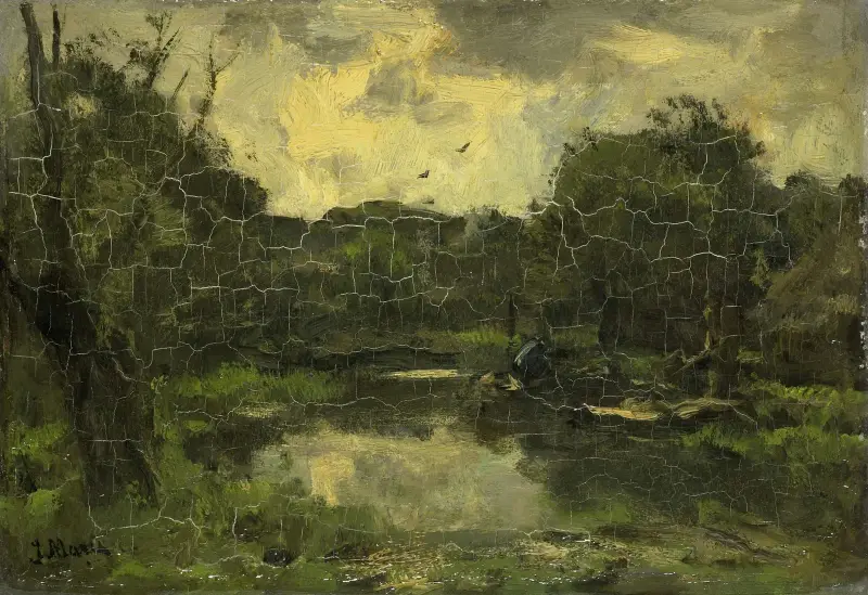 Landskap med pråm av Jacob Maris