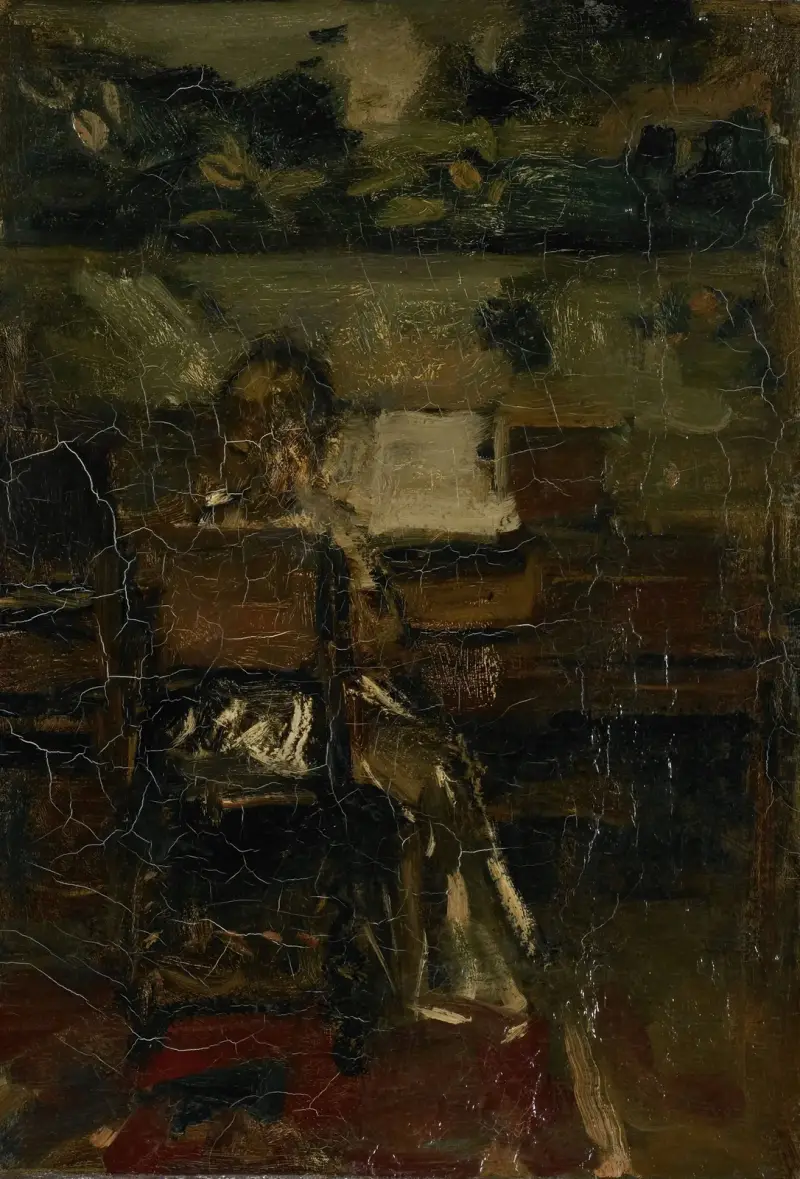 Flicka vid piano av Jacob Maris
