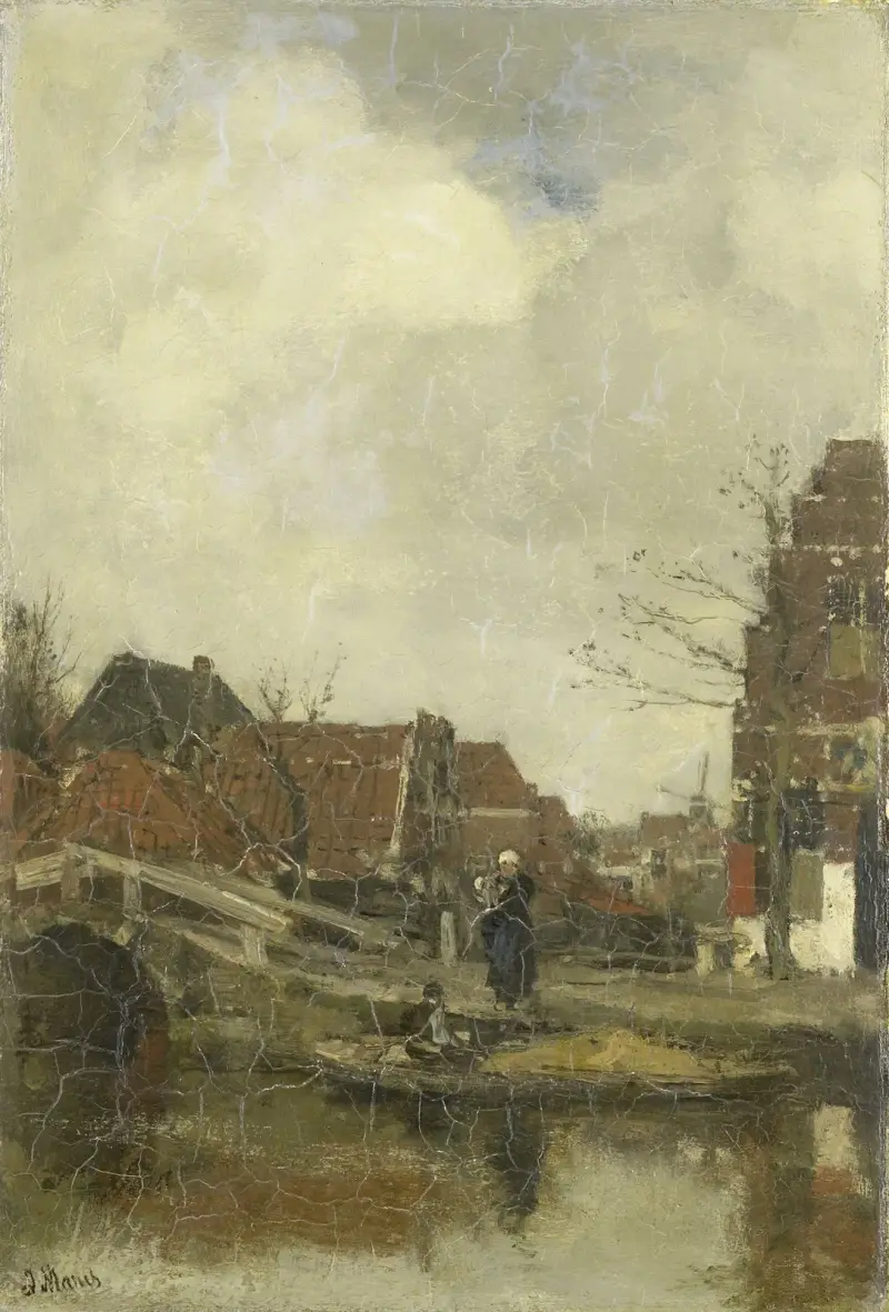 Gammal stadsdel vid vattnet av Jacob Maris