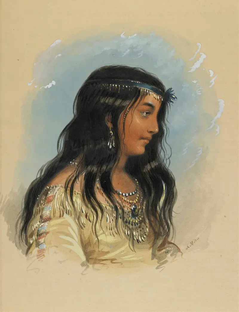 A Young Woman Of The Flat Head Tribe av Alfred Jacob Miller