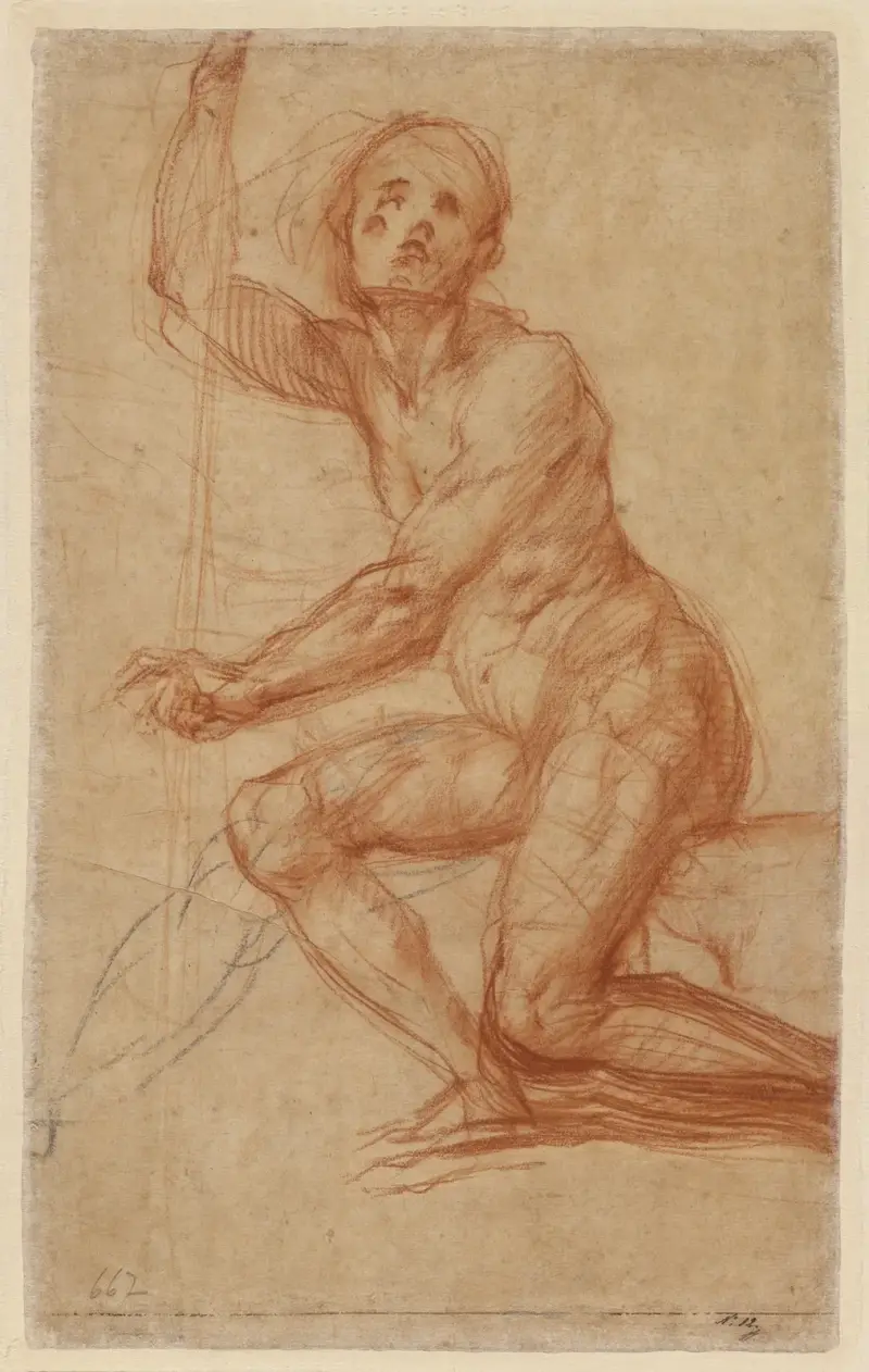 Study of a Seated Man av Pontormo (Jacopo Carucci)