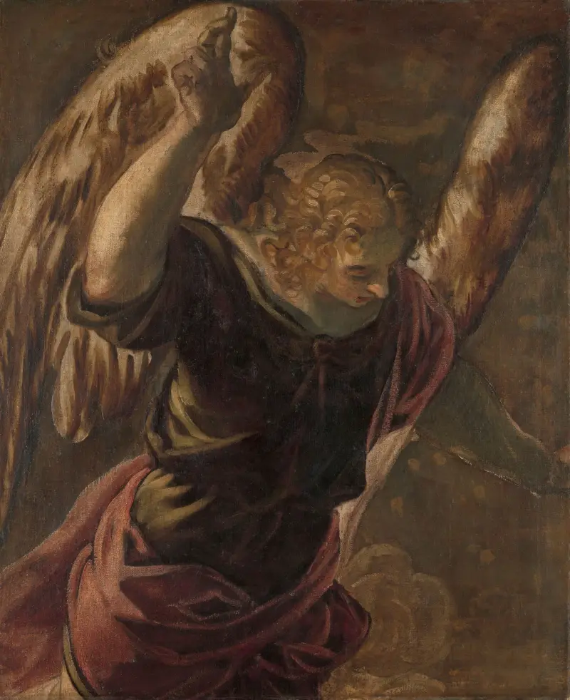 Angel from the Annunciation to the Virgin av Jacopo Tintoretto