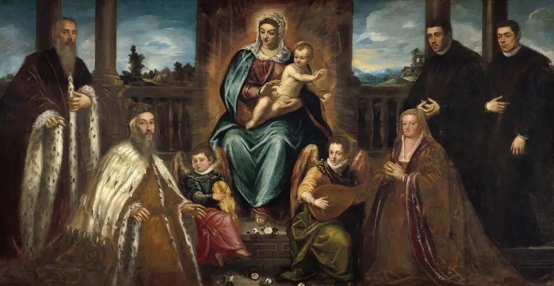 Doge Alvise Mocenigo und seine Familie vor der Madonna mit Kind von Jacopo Tintoretto