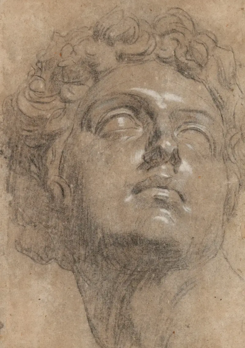 Giuliano de' Medicis huvud, efter Michelangelo av Jacopo Tintoretto