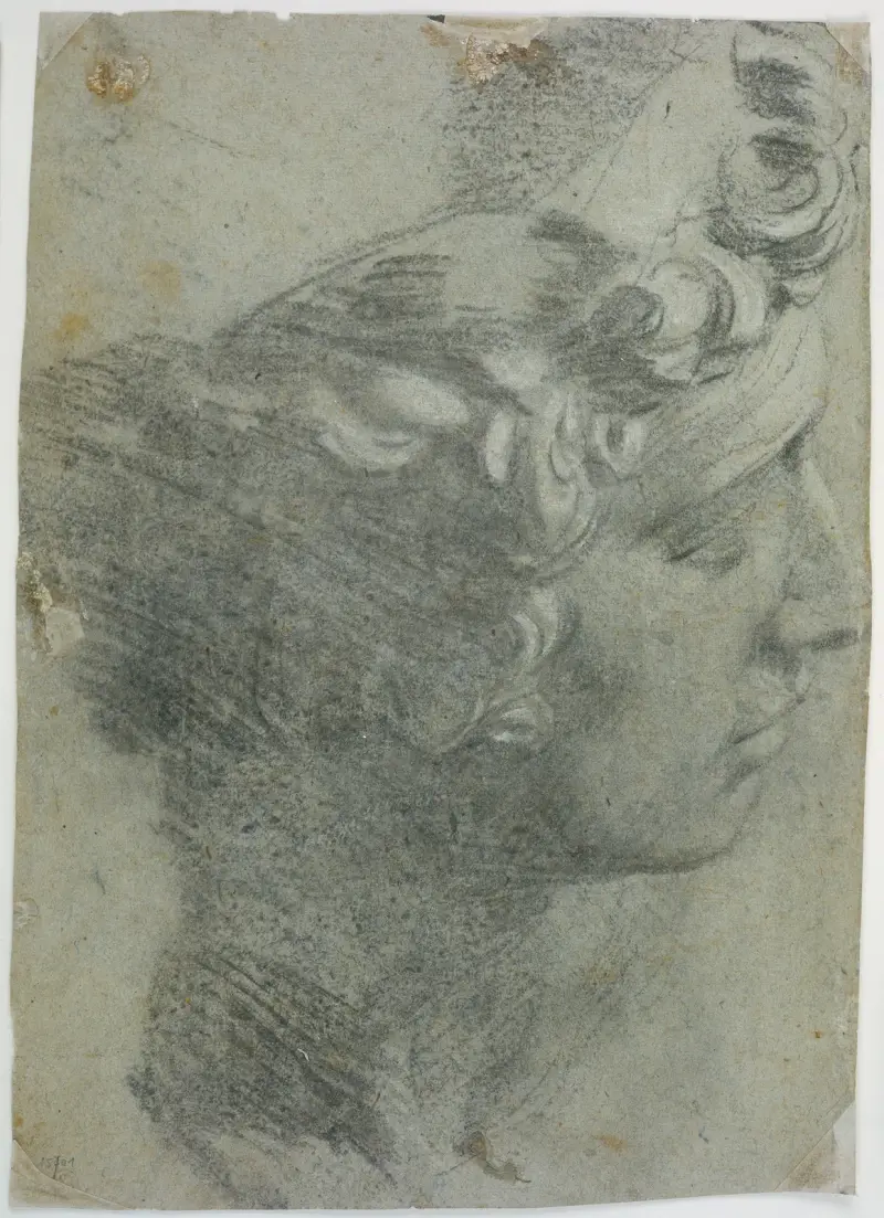 Study after the head of Michelangelo’s ‘Giuliano de’Medici’ av Jacopo Tintoretto