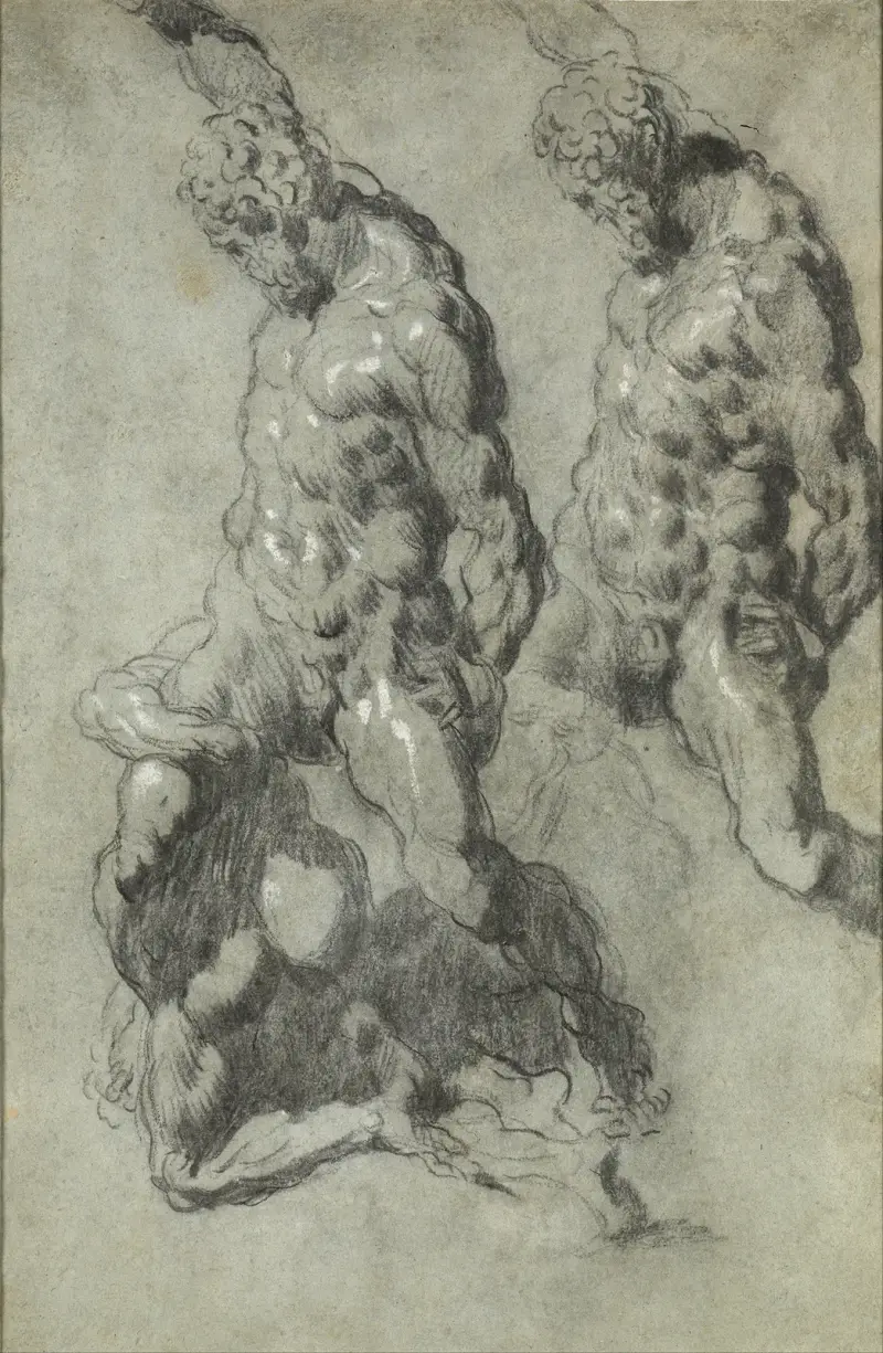 Two Studies of Samson Slaying the Philistines av Jacopo Tintoretto