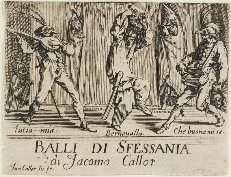 Titelbild till Balli di Sfessania av Jacques Callot