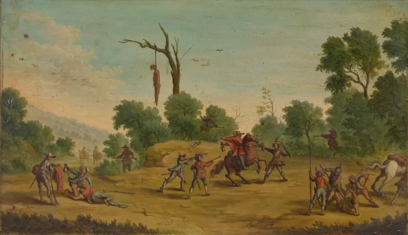 Ryttare överfallna av rövare av Jacques Callot
